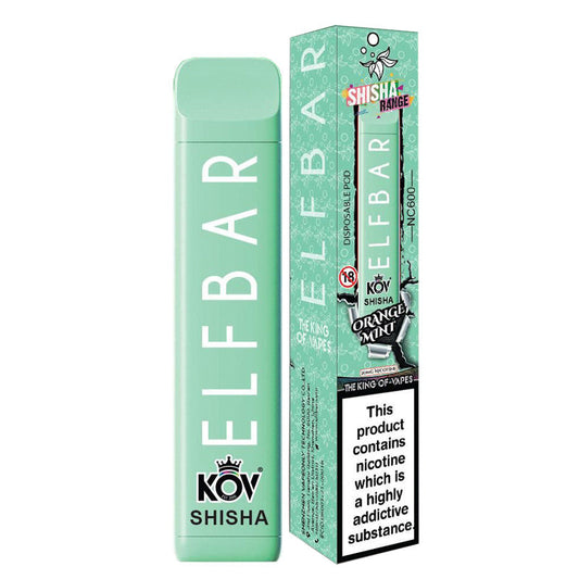Elf Bar Shisha Orange Mint Flavour NC600 Disposable Vape 20mg L Pack Of 10