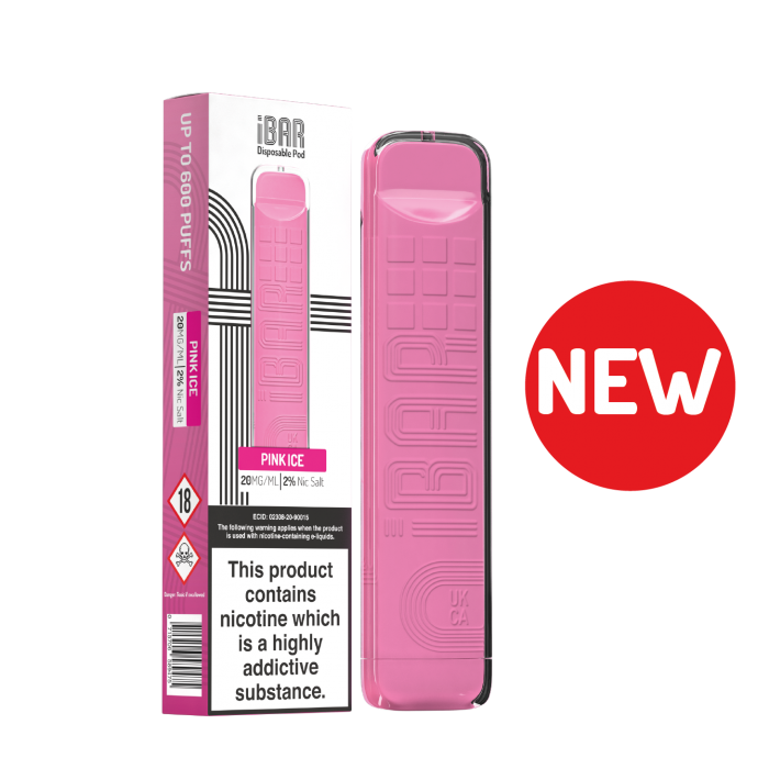 IBreathe IBar Pink Ice Flavour Disposable Vape Bar 20mg L Pack Of 10