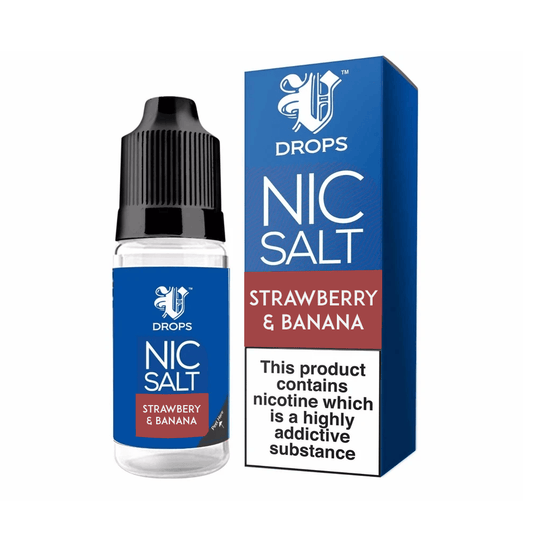 Nic Salt E-Liquid V Drops - Rainbow Range Strawberry & Banana 10ml